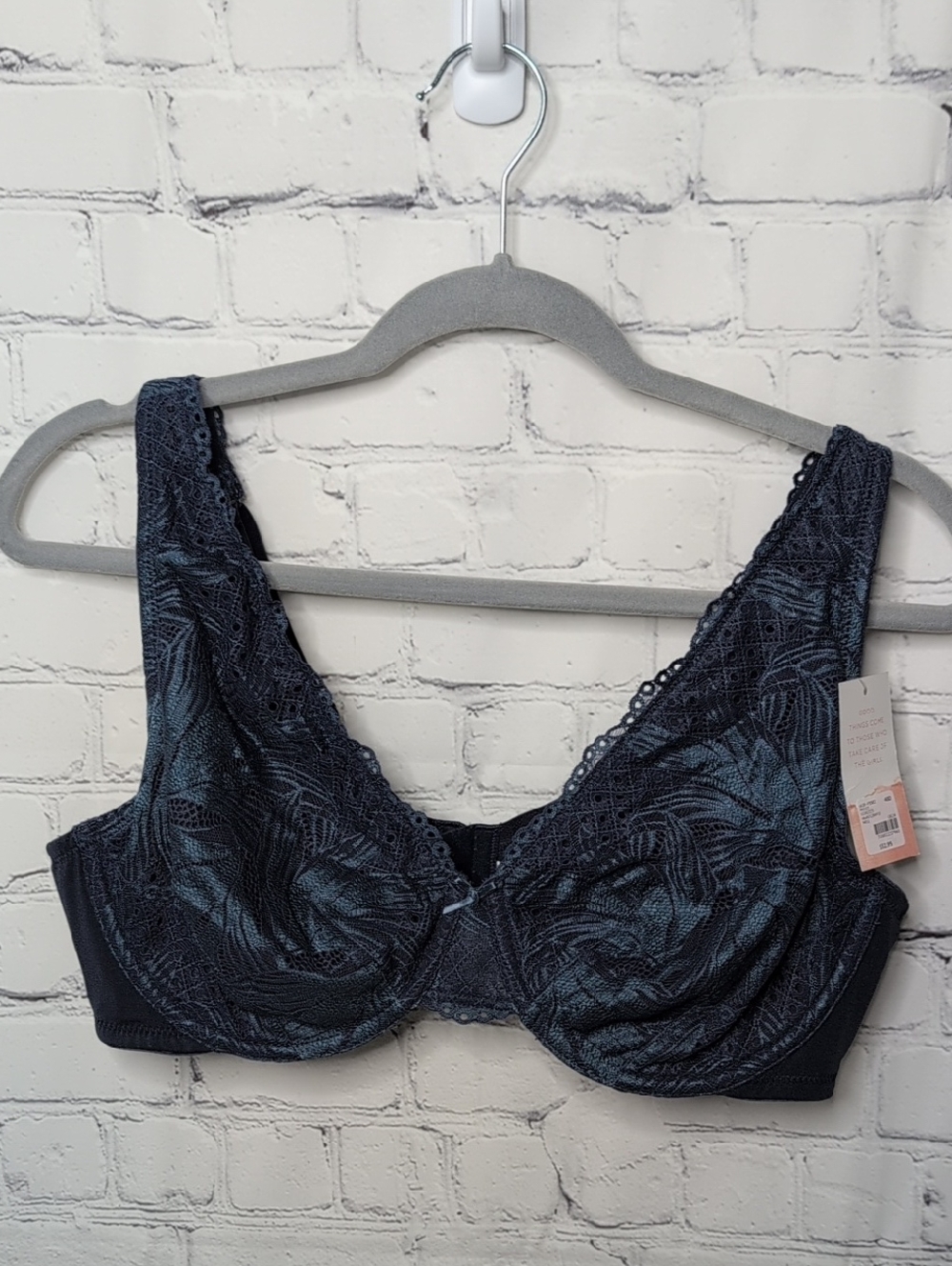 NWT Cacique Unlined Full Coverage Underwire Bra In Navy Lace